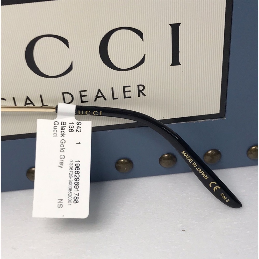 New- 💯 Authentic Gucci GG0672S Women's Aviator Sunglasses, Black/Grey - Picture 14 of 16